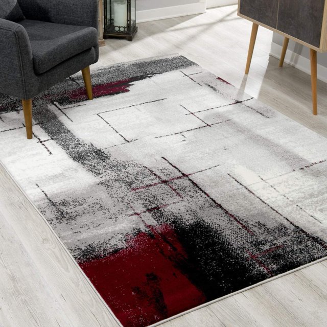 eRug Outlet Montage Collection Modern Abstract Area Rug (5x8 feet) - 5'3" x 7'7", Grey