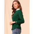 thumbnail image 4 of INSPIRE CHIC Women's Button Up Doll Collar Long Sleeve Work Shirt Green XL, 4 of 6