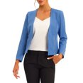 thumbnail image 1 of INSPIRE CHIC Women's Work Office Open Front Zipper Collarless Cropped Blazer Blue XL, 1 of 5