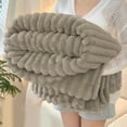 thumbnail image 4 of Lksixu Fleece Throw Blanket for Couch, Faux Fur Solid Color 3D Ribbed Jacquard Throw Blanket, Soft and Lightweight Bed Blankets Small Fluffy Warm Nap Blanket Machine Washable for Sofa Bed Car Office, 4 of 6