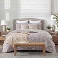 thumbnail image 2 of Mainstays Botanical Floral Stitched Quilt, Full/Queen, Light Purple, Reversible Lightweight Bedding, 2 of 4
