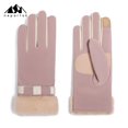 thumbnail image 1 of Woman Warm Snow Gloves Thick Soft Faux Rabbit Plush Edge Anti-slip for Cold Weather Outdoor Skiing and Cycling, 1 of 1