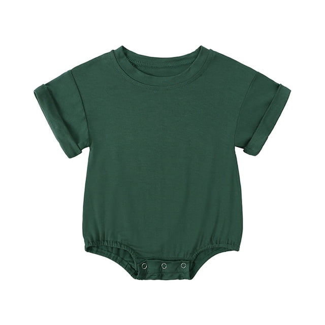 Timegard Newborn Onesie Toddler Boys Girls Short Sleeve Comfy Rompers Unisex Infant Outfits Solid Color