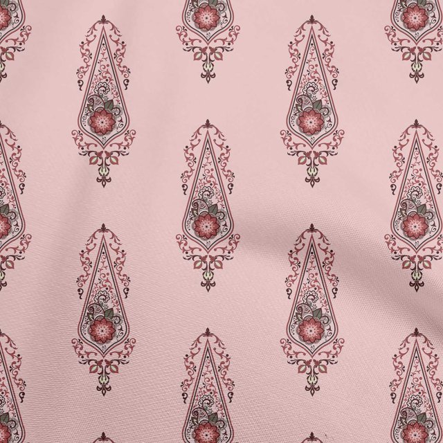 oneOone Cotton Poplin Light Pink Fabric Asian Floral Block Sewing Craft Projects Fabric Prints By Yard 42 Inch Wide