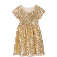 thumbnail image 3 of LOVZFMLL Robe pour Enfant 3-8 Ans, Mode, Couleur Unie, Paillettes, Fermeture Éclair, Manches Courtes, Col Rond, 3 of 3