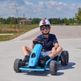thumbnail image 2 of VOLTZ TOYS 24V Electric Drift Go Kart for Kids, Outdoor Racer Ride On Car with Dual Motors, Safety Belt, 8 MPH Max Speed, Blue, 2 of 6