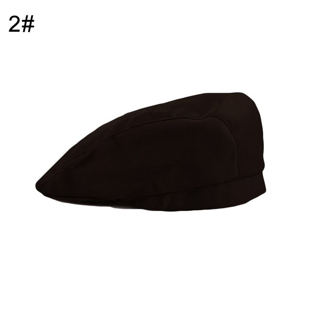 Unisex Beret Geometric Pattern Duck Mouth Style Men Women Pure Color Short Brim Chef Hat for Baker