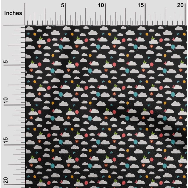 oneOone Cotton Flex Fabric Insect|Balloon & Clouds Nature Print Fabric by Yard 40 Inch Wide