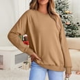 thumbnail image 2 of Chandails en Molleton Col en V pour Femmes Manches Longues Décontractées Tops Chandail Oversize, 2 of 5