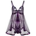 thumbnail image 1 of Ensemble de Pyjama pour Femmes Mode Femmes Pyjama en Dentelle Aguichant Séduisant Nuisette à Bretelles, 1 of 9
