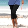 thumbnail image 2 of Birdeem Womens Summer Casual Drawstring Solid Cropped Pants, 2 of 5