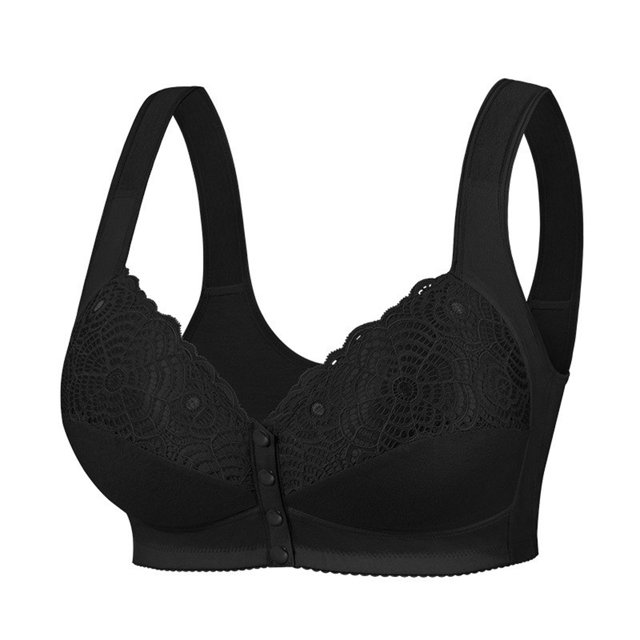 Amzcrzy Women's Plus Size Bras Full Coverage Front Closure Oversized Bra Unpadded Wireless Double Support Bra
