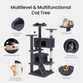 thumbnail image 3 of edx Arbre à Chat Tour 54 Pouces, Meuble Intérieur pour Animal à Plusieurs Niveaux avec Poteau à Griffer, Grand Condo, Rampe d'Escalade pour Chaton, Gris Foncé, 3 of 8