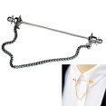 thumbnail image 4 of Classic Mens Shirt Collar Bar Pin with Link Chain Necktie Tie Clips 7cm Black, 4 of 8
