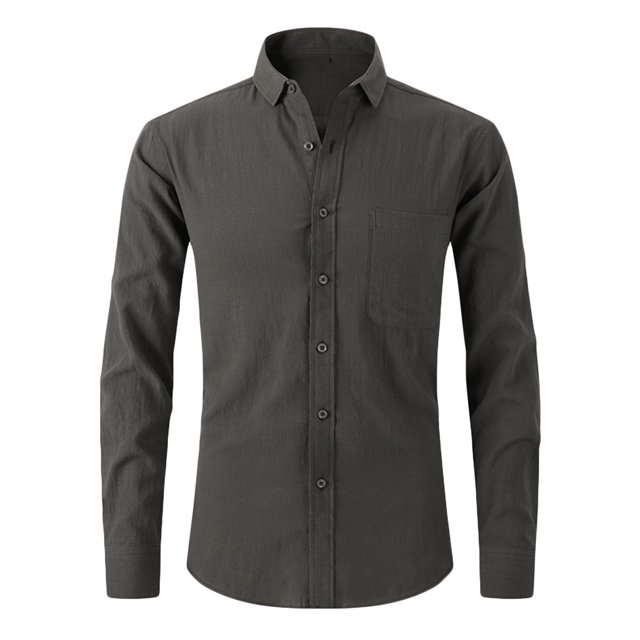 Birdeem Chemise Blouse Décontractée pour Homme à Boutons, Unie, avec Poche, Col Rabattu, Manches Longues, Respirante