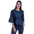 thumbnail image 4 of Moomaya T-Shirt à Col Rond pour Femmes à Manches Évasées, Haut Court en Coton Imprimé, Haut Décontracté, 4 of 4