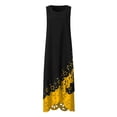 thumbnail image 3 of HKEJIAOI Liquidation des Ventes Robe Fleurie pour Femmes Robe d'Anniversaire Femmes Mode Sans Manches Imprimé Col Rond Longue Robe Maxi Robe Chemise de Plage Jaune, 3 of 5