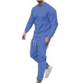 thumbnail image 2 of DPTALR Men Casual Solid Round Neck Pullover Sports Suit Long Sleeve Trousers Two-Piece Tracksuit, 2 of 8