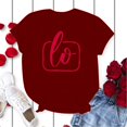 thumbnail image 4 of Chandails à Col Rond pour Couples Assortis, Imprimé de Lettres de la Saint-Valentin, Légers, Manches Courtes, T-Shirts Classiques, Coupe Ample, Confortables, Doux, Chemisiers pour Lui et Elle, Vêtements de Vacances, Bourgogne, TTG, 4 of 5