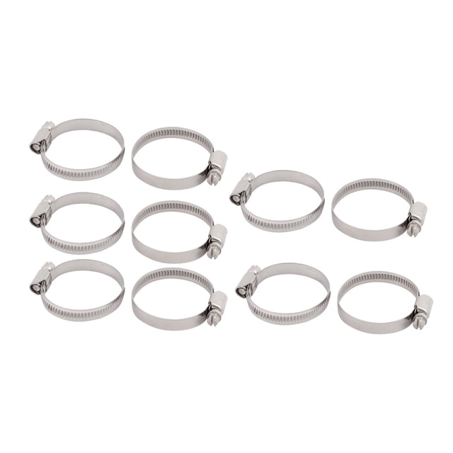 Unique Bargains 10Pcs 32mm to 50mm Dia Range Metal German Type Adjustable Hose Clamp Hoop