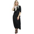 thumbnail image 1 of Bimba Robe Maxi Drapée Noire à Col Bénitier pour Femme avec Foulard à Franges Imprimé-6, 1 of 6