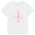 thumbnail image 3 of SUXIAN Hauts Mignons pour Filles Chandail à Col Rond Décontracté et à la Mode pour Enfants avec Lettres Imprimées Haut à Manches Courtes Col Ras du Cou Chemises Décontractées pour Filles Blanc 1-2 Ans, 3 of 3