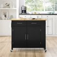 thumbnail image 4 of Pemberly Row Contemporary Wood Top Kitchen Island Cart in Black, 4 of 19