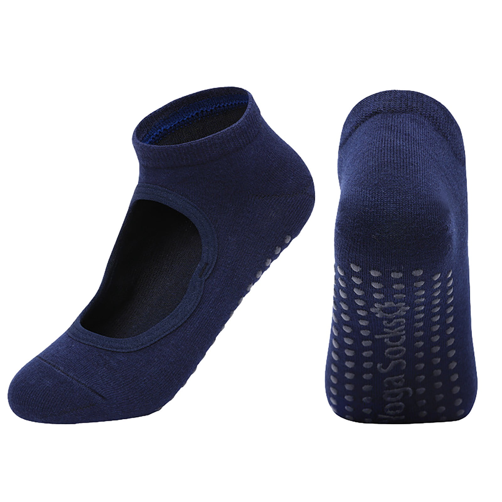 Outfmvch Womens Socks Christmas Socks Ladies' Solid Color Backless Grip Socks Yoga Ankle Sports Socks Ladies' Anti Slip Slippers Socks Socks Navy One Size
