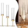 thumbnail image 1 of Meiiso Hurricane Proof Glass Candle Holders Candles and Candle Holders, Fluted Candle Holder Ribbed Glass Candle Holder Gold Candlestick Holders Metal, 1 of 9