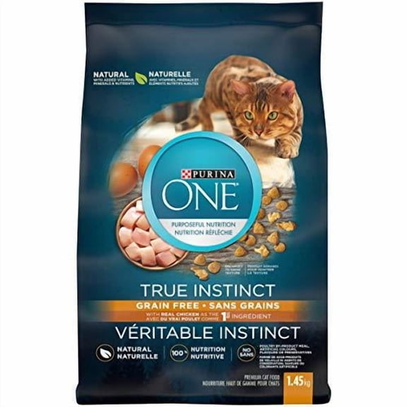 Purina ONE Véritable Instinct Poulet Sans Grains, Nourriture Sèche pour Chats 1.45kg