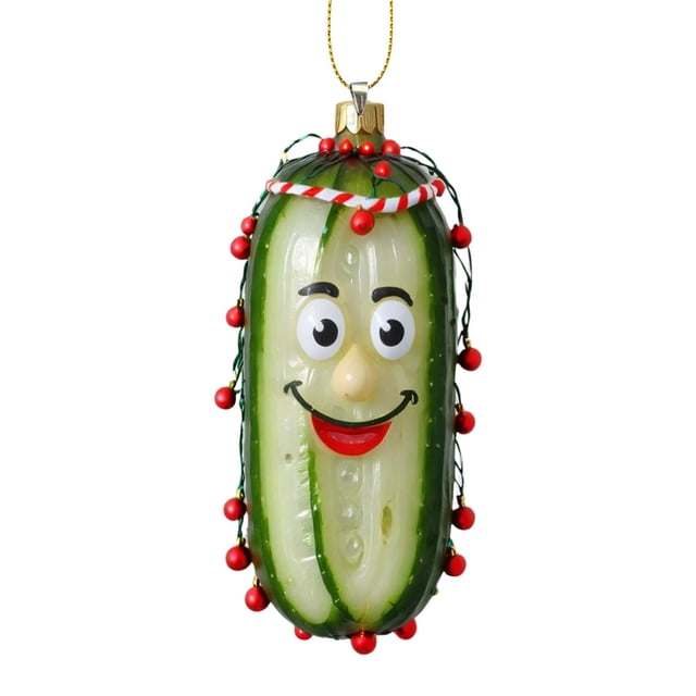 Amzcrzy Acrylic Cucumber Pendant Multi Functional Acrylic Decorative Christmas Tree Pendant Cute Mini Cucumber Christmas Pendant Holiday Decorations Hanging Decor Garden Decorations