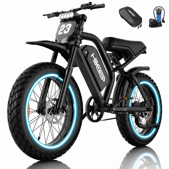 Vélo Électrique à Pneus Surdimensionnés de 20 Pouces pour Adultes, Moto hors Route avec Moteur de Pointe 750W 1500W, Vélo Électrique 48V 17.5Ah, Suspension Complète, Max 32MPH, UL 2849
