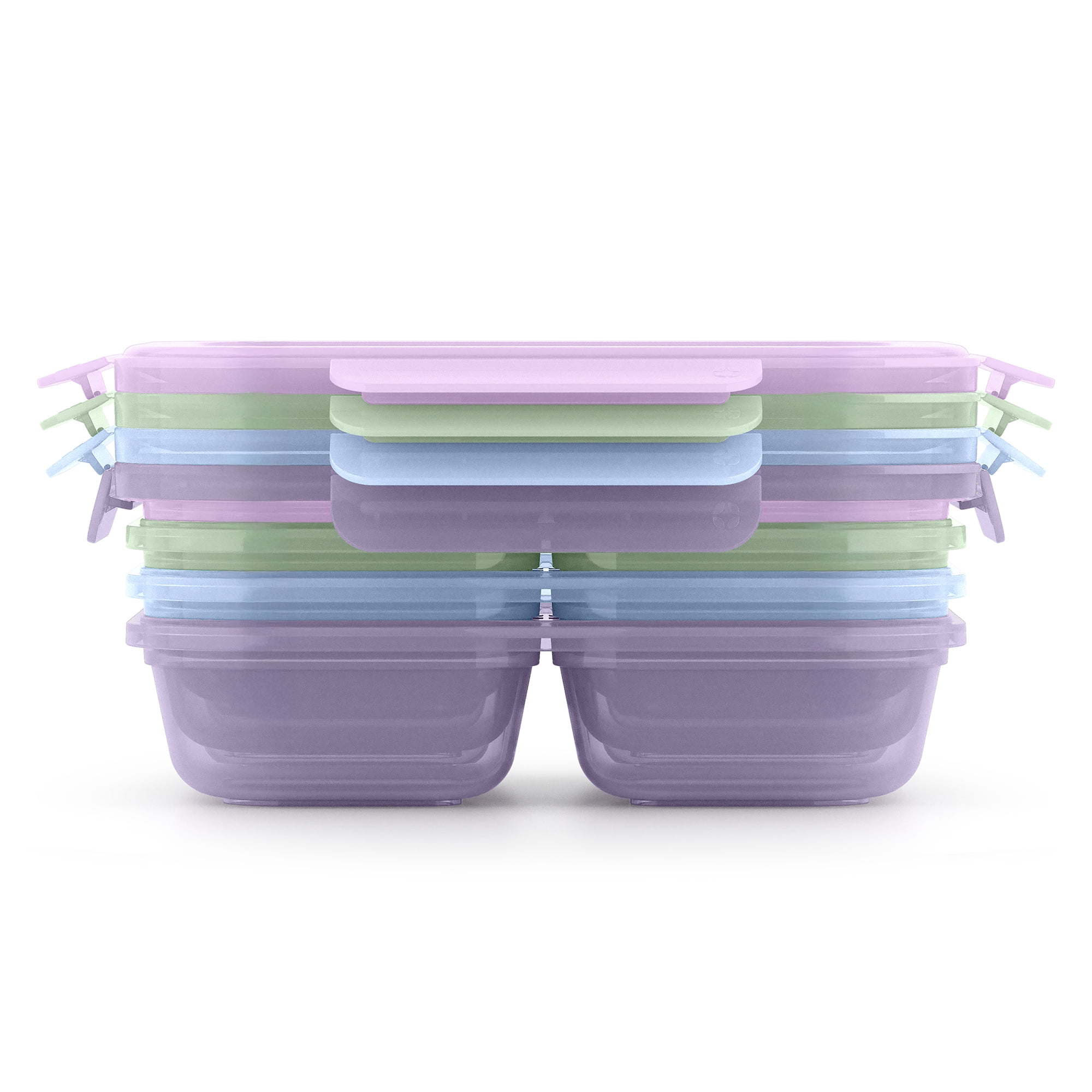 Ensemble de contenants à collation en plastique Ello Snap & Nest de 8 pièces de 2 tasses, Horizon Paste