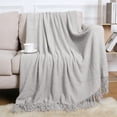 thumbnail image 1 of Meitianfacai Fringe Trim Throw Blanket with Simple Design, Lightweight Air Conditioning Blanket for Sofa, Bed and Nap Use in Soft Breathable Fabric (Gray), 1 of 6