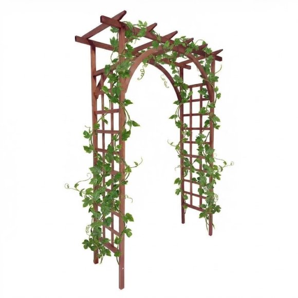 GloryStar Solid Wood Garden Arbor, 85 Inch Fir Trellis Arch for Backyard, Lawn, Climbing Plants and Outdoor Wedding Decoration