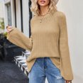 thumbnail image 4 of Dvkptbk Chandails pour Femmes, Col Rond Uni, Mode Tricotée, Chandail Ample, Vêtements en Liquidation, 4 of 6
