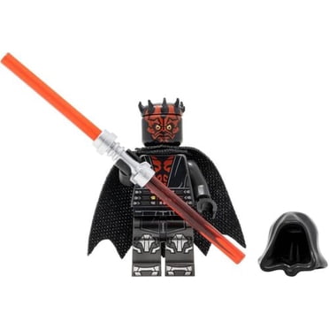 LEGO Star Wars Darth Maul : avec Armure Argent Métallique, Cape à Capuche Sabre Laser Double