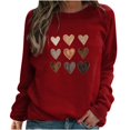 thumbnail image 2 of Chemise de Saint-Valentin pour Femmes 2024 Col Rond Chemises Décontractées Cœur d'Amour Graphiques Tees Manches Longues Amples Pull Tops Mode Vacances T-Shirt, 2 of 6