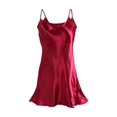 thumbnail image 1 of INSPIRE CHIC Nuisette en Satin pour Femme, Ourlet à Volants, Bretelles Spaghetti, Grande Taille, Camisole Soyeuse, Robe de Nuit 3TG Bourgogne, 1 of 6
