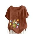 thumbnail image 2 of EGNMCR T-Shirt de Pâques Femmes Chemises Imprimé de Pâques T-Shirt d'Été pour Femmes Surdimensionné Décontracté Col Rond Manches Courtes Impression de Fleurs Chemise Ample Hauts Femmes T-Shirts, 2 of 5