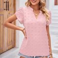 thumbnail image 5 of Timegard Womens Tops Flowy V Neck Petal Short Sleeve Ruched Loose Casual Lightweight Tops Summer Beach, 5 of 5