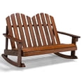 thumbnail image 1 of Costway 2 Person Kid Adirondack Rocking Chair Outdoor Backrest Armrest Solid Wood Coffee, 1 of 9