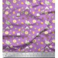 thumbnail image 1 of Soimoi Purple Silk Fabric Tea Bag,Star Anise & Lemon Slice Vegetable Print Fabric by Yard 42 Inch Wide, 1 of 3