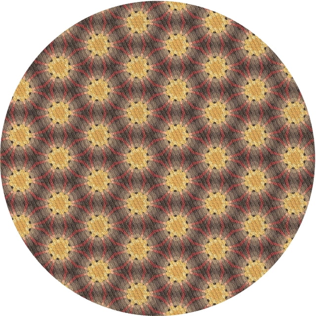 Ahgly Company Tapis de Zone Rond d'Intérieur Lavable à la Machine, Style Transitionnel, Or « GoldenRod », 3 Pieds Rond