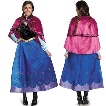 HAWEE Cosplay Princess Anna Dress with Blue Cape Masquerade Halloween Gown Anna Deluxe Costume