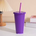 thumbnail image 1 of Assorted solid color reusable 710ml 24oz plastic cup cold cup coloured cup takeaway straw cup glasses with straw and lid, 1 of 5