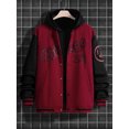 thumbnail image 2 of Faithtur Men's Spring Autumn Casual Coat Long Sleeve Letter Printed Button Up Contrast Color Baseball Jacket, 2 of 4