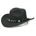 thumbnail image 4 of Jazz Cap Wide Brim Cowboy Style Rivet Roll Up Solid Color Fedora Hat Dress Up Accessory Hat, 4 of 7