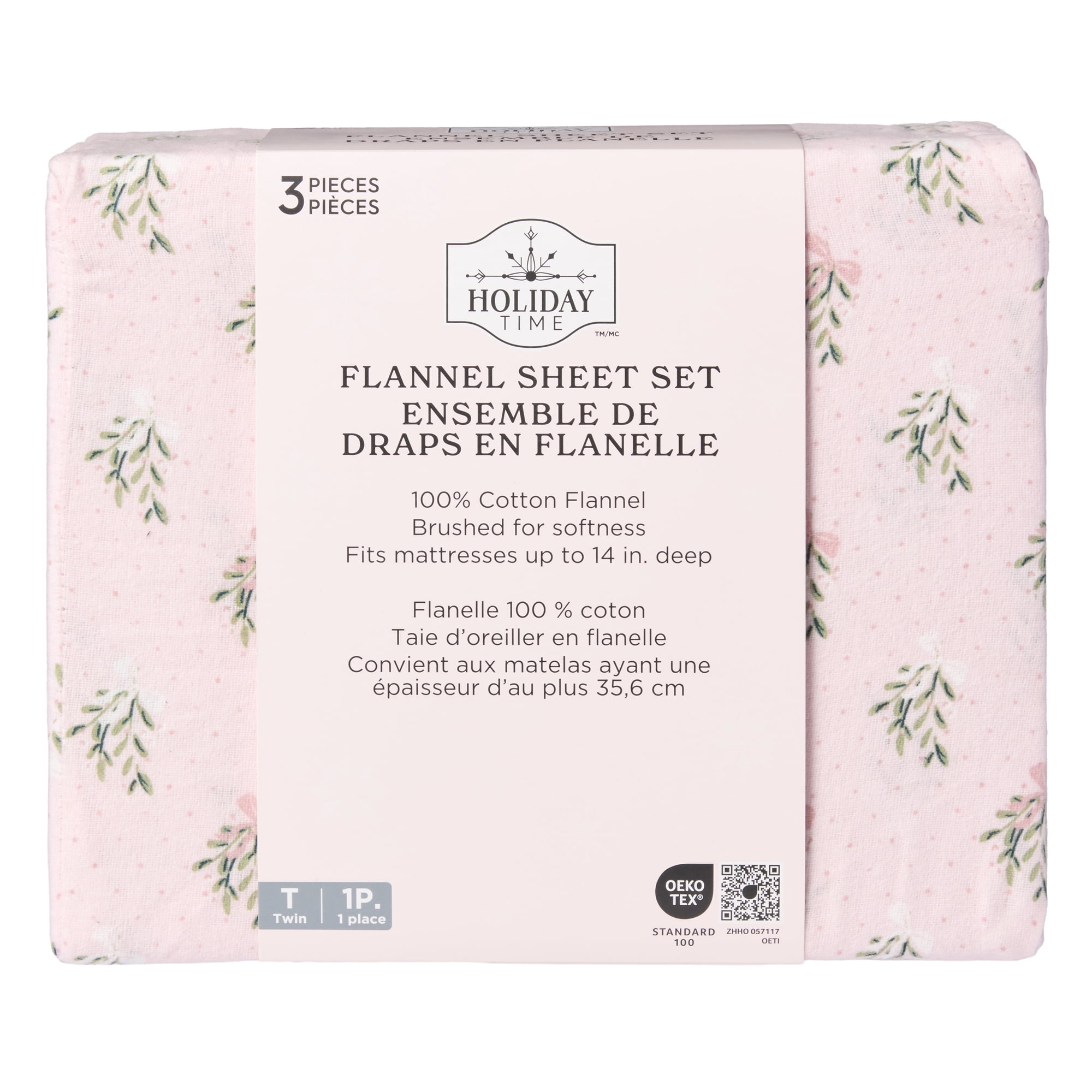 Ensemble de draps en flanelle Holiday Time pour grand lit