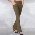 thumbnail image 2 of Yuyuzo Flared Pants for Women High Waisted Slim Fitted Solid Color Workout Lounge Trousers with Pockets, 2 of 5